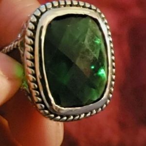 Sterling Silver(925 Stamp) Green CZ, Size 8